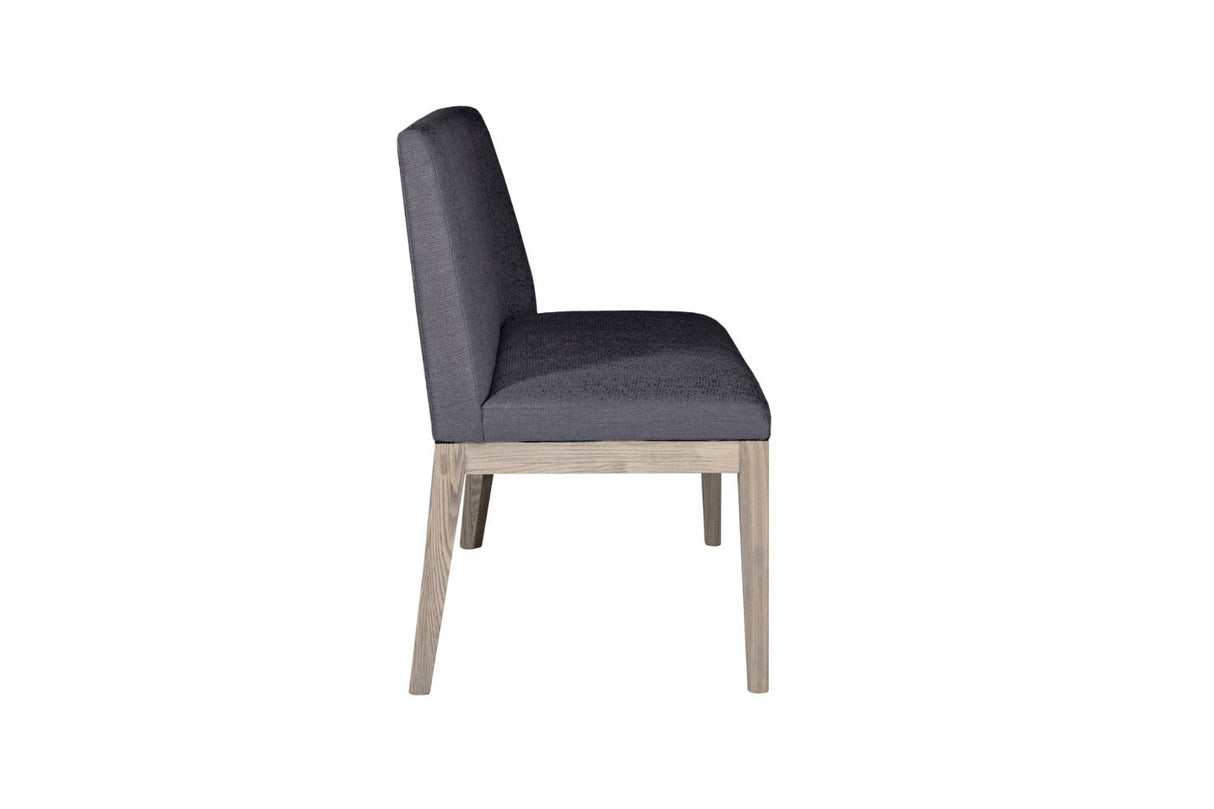 Dark Grey Fabric Short Dining Bench Solid Oak Legs