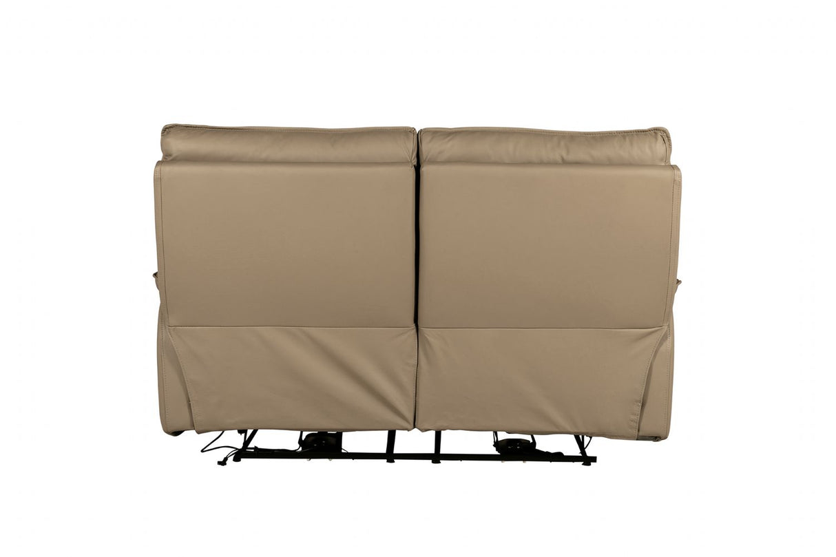 Latte Leather Electric Power 3 Seater Recliner Sofa