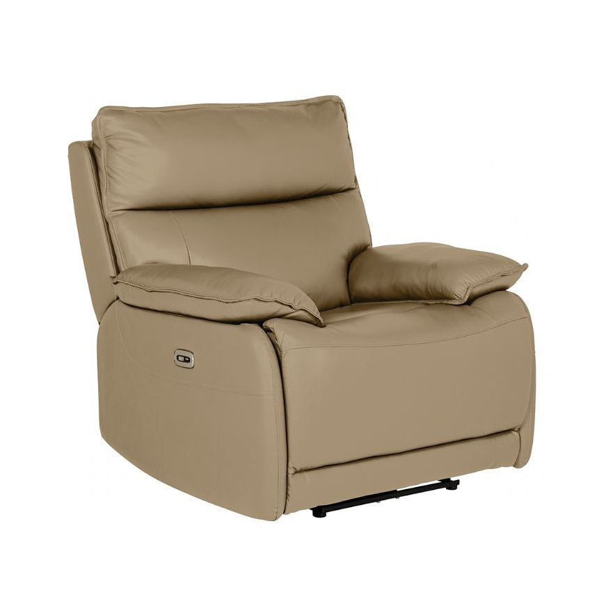 Latte Leather Electric Power Recliner Armchair