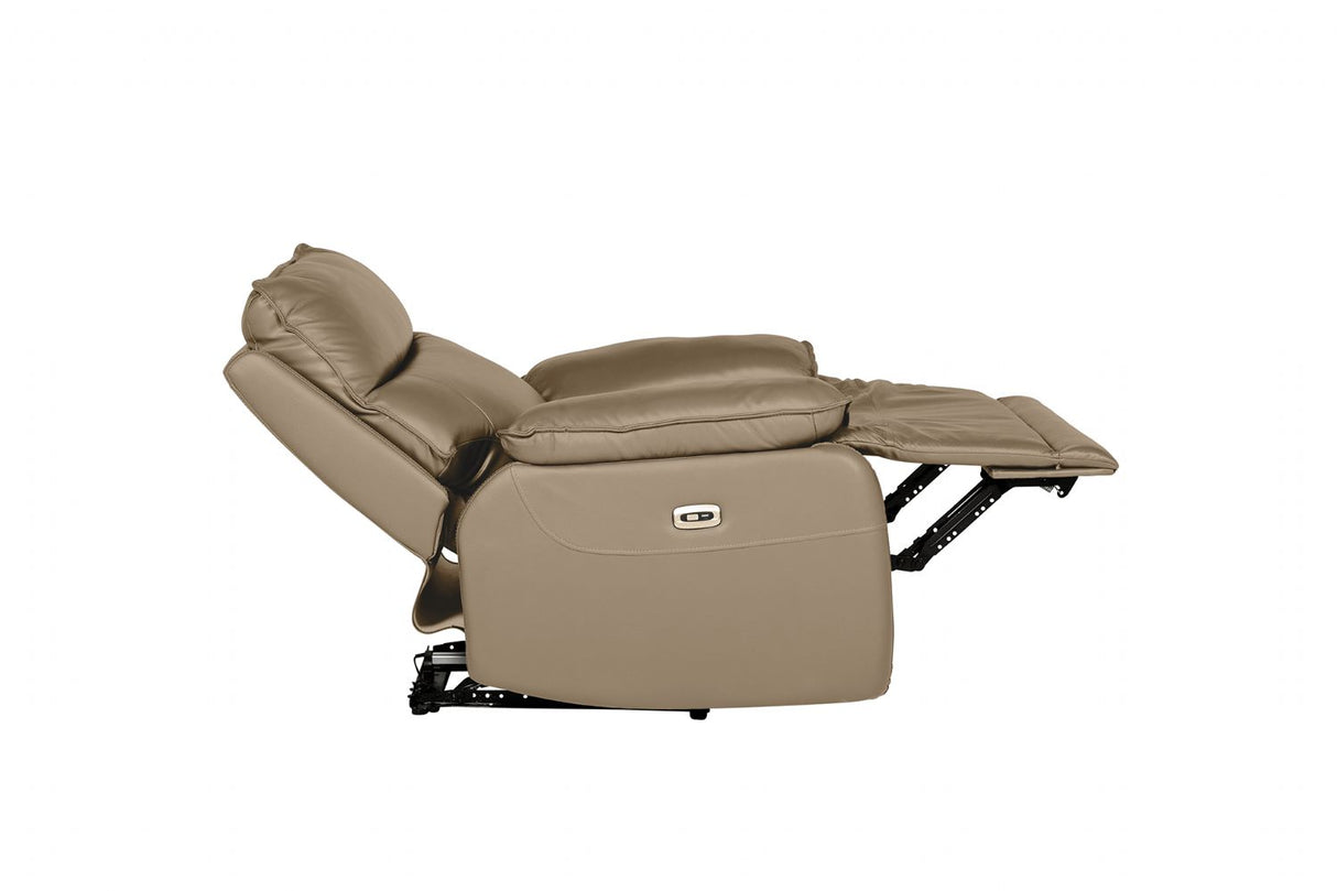 Latte Leather Electric Power Recliner Armchair