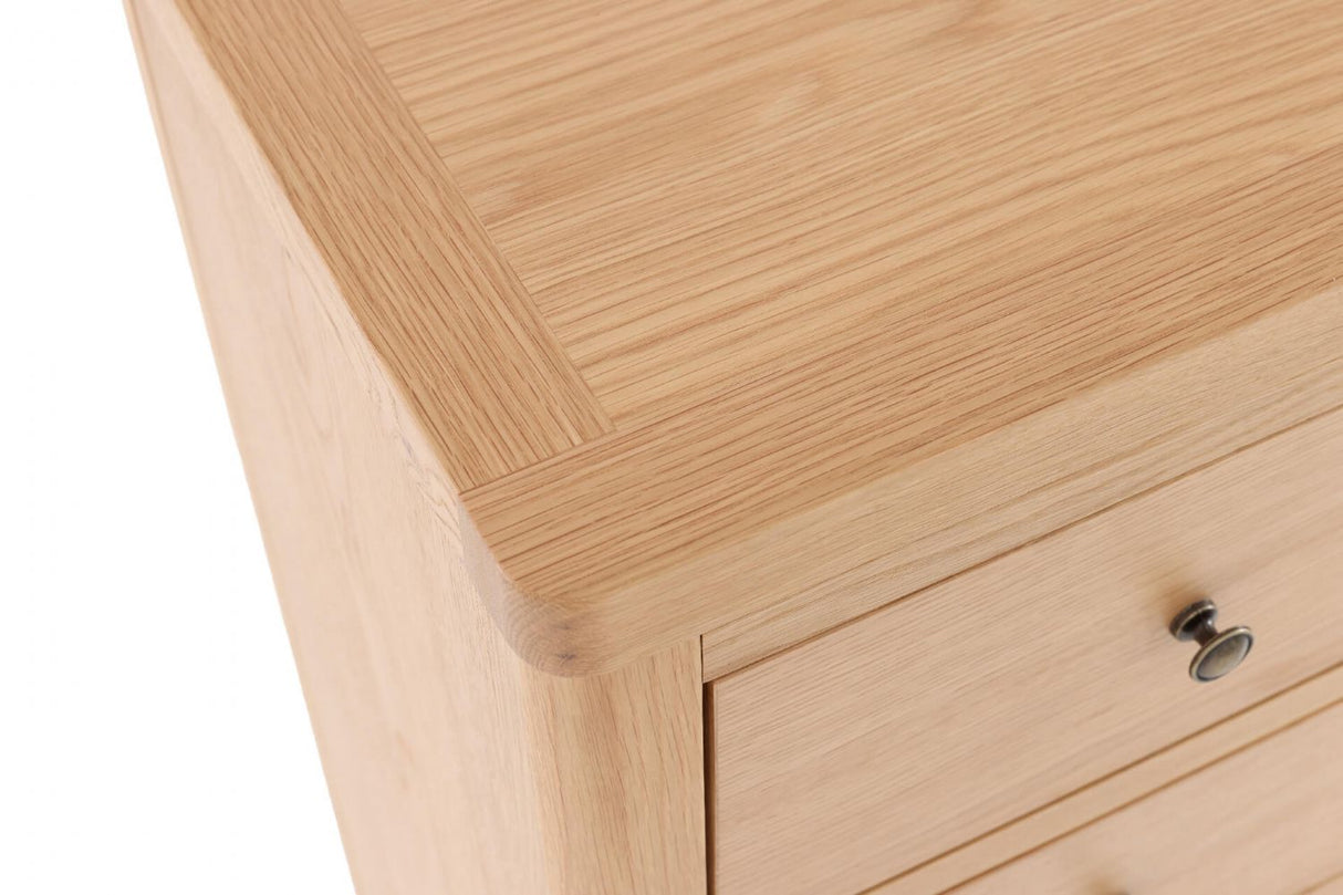 Natural Oak 5 Drawer Tall Chest with Metal Handles