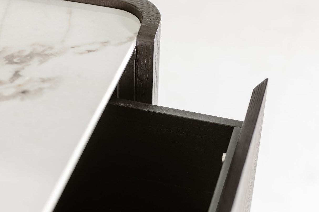 Ebony Matrble Effect Top Tall Chest of 5 Drawers