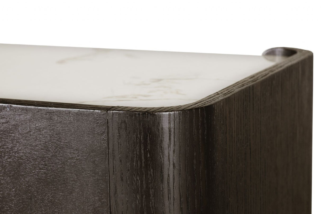 Ebony Matrble Effect Top Tall Chest of 5 Drawers