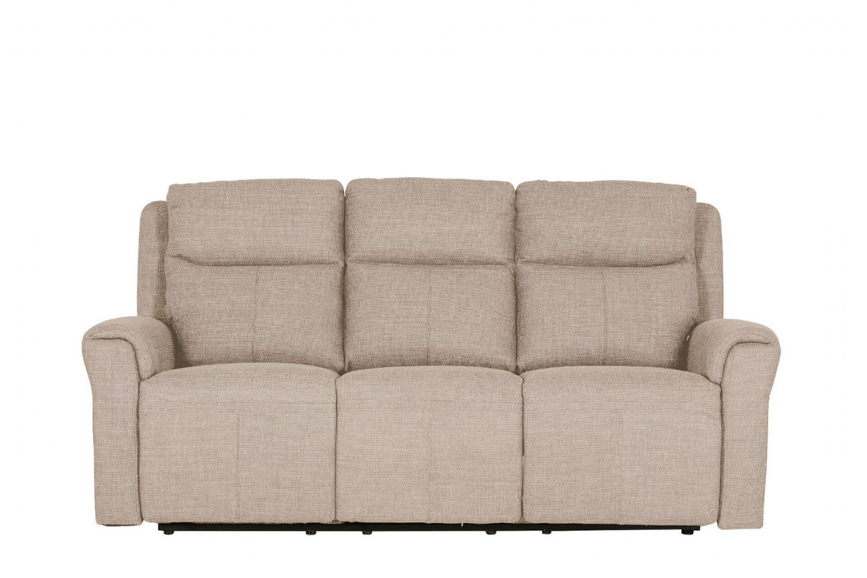 Mushroom Textured Fabric 3 Seater Electric Recliner Sofa
