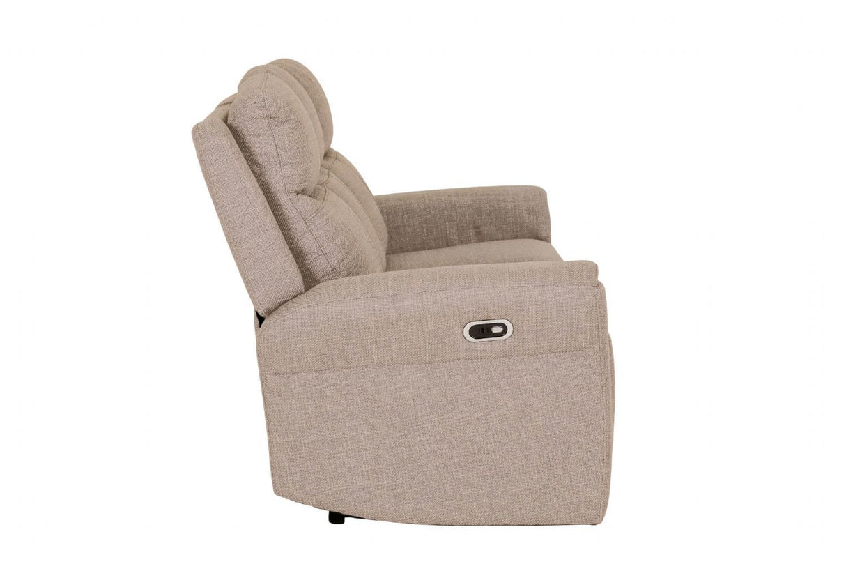 Mushroom Textured Fabric 3 Seater Electric Recliner Sofa