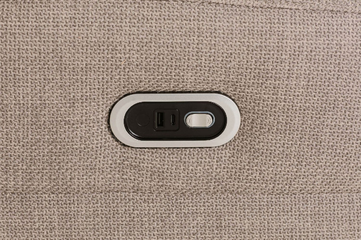 Mushroom Textured Fabric 3 Seater Electric Recliner Sofa