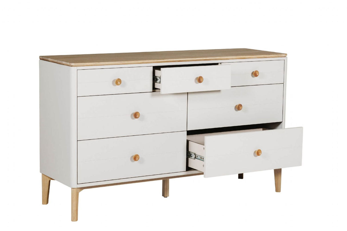 Taupe Oak Wide Chest of 7 Drawers