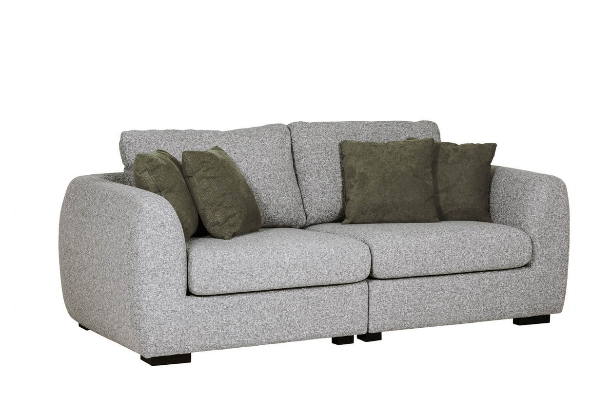 Grey Textured Fabric 4 Seater Standard Back Sofa