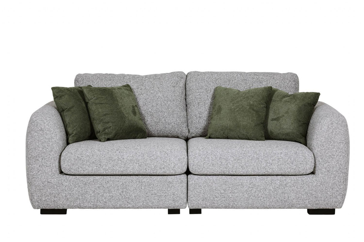 Grey Textured Fabric 4 Seater Standard Back Sofa