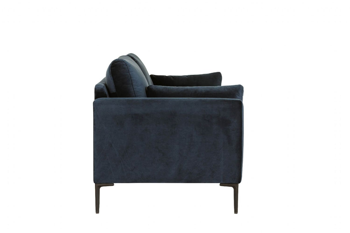 Navy Blue Woven Fabric 3 Seater Sofa Metal Legs