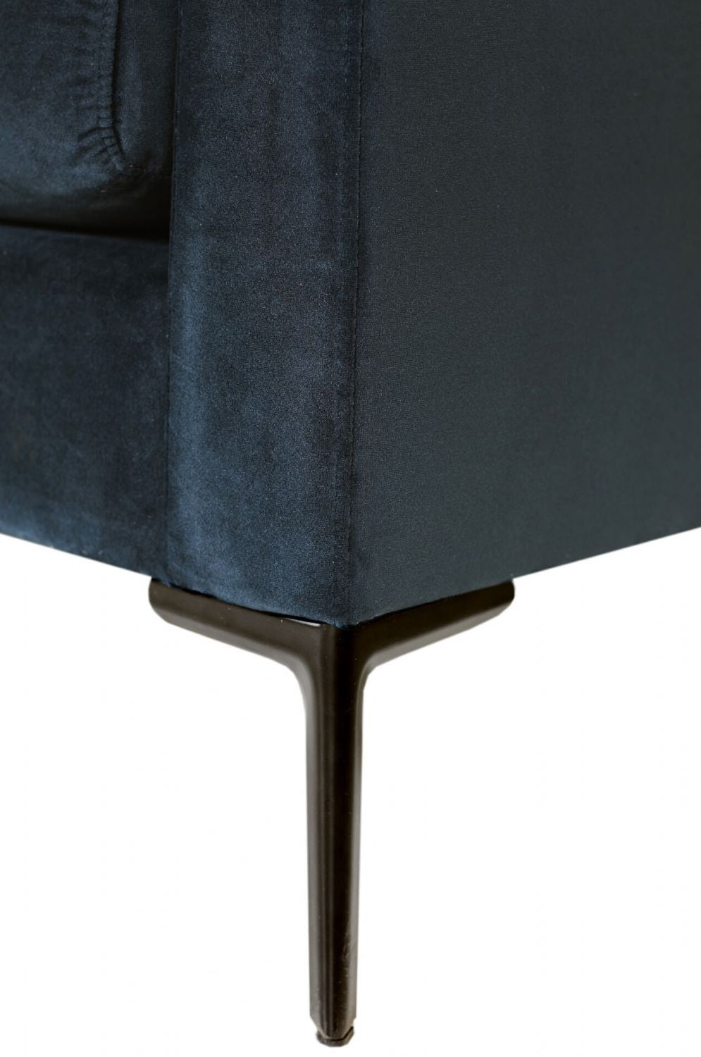 Navy Blue Woven Fabric 3 Seater Sofa Metal Legs