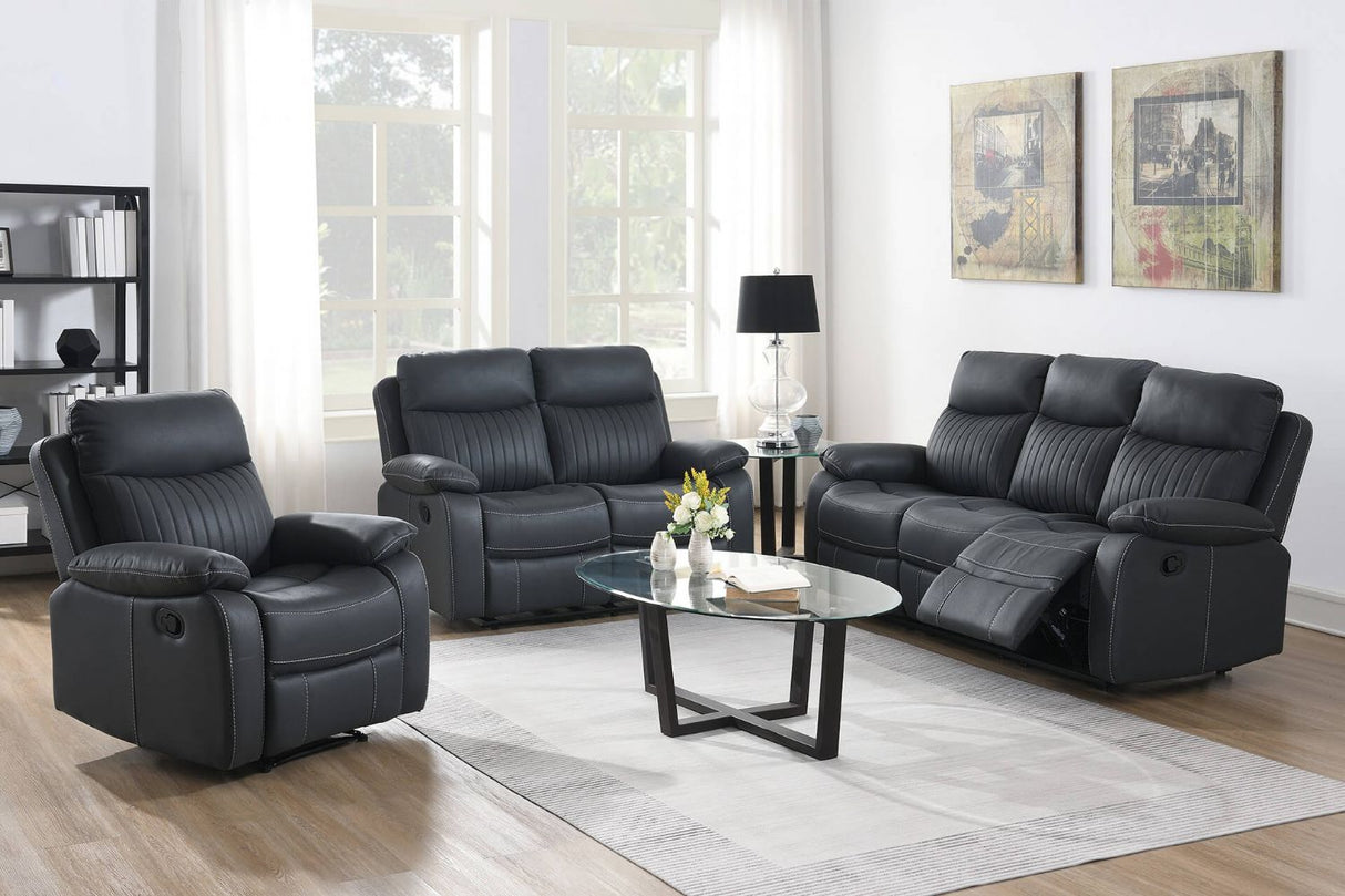 Dark Grey Leather Manual Recliner Chair