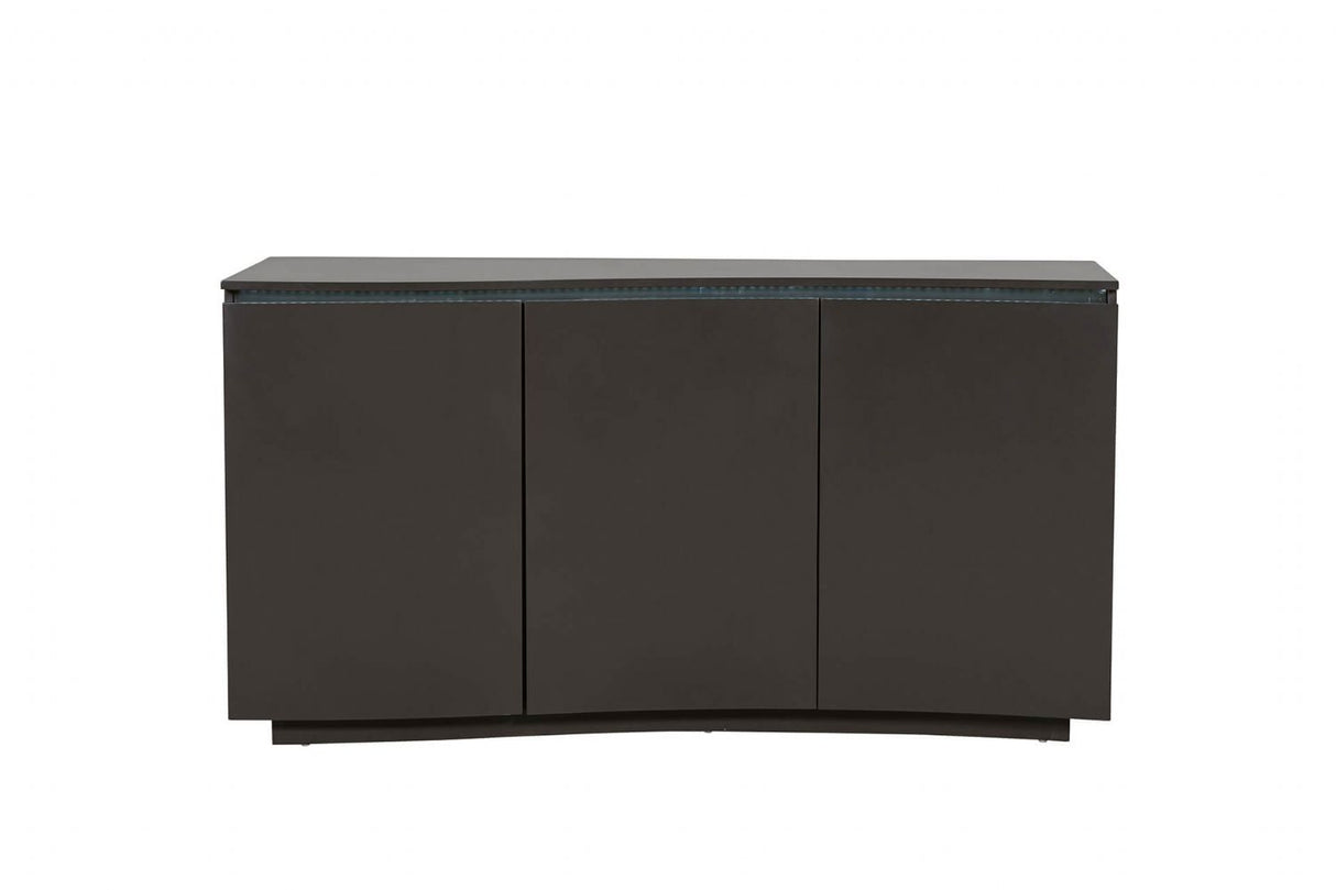 Charcoal Wooden Wide 3 Door Sideboard with LED