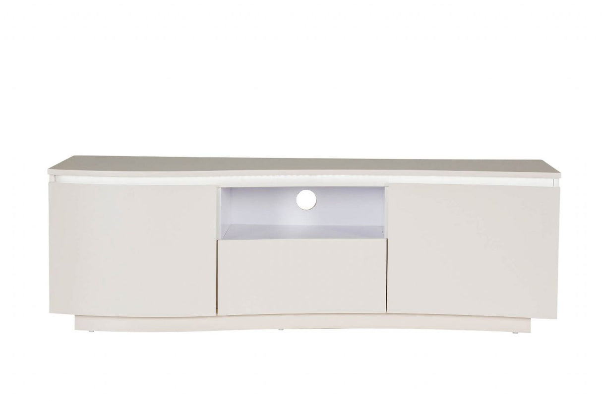 Greige Gloss Finish Wooden TV Media Cabinet with LED