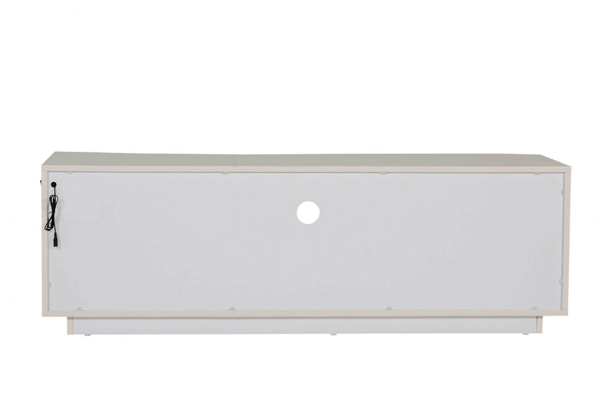 Greige Gloss Finish Wooden TV Media Cabinet with LED