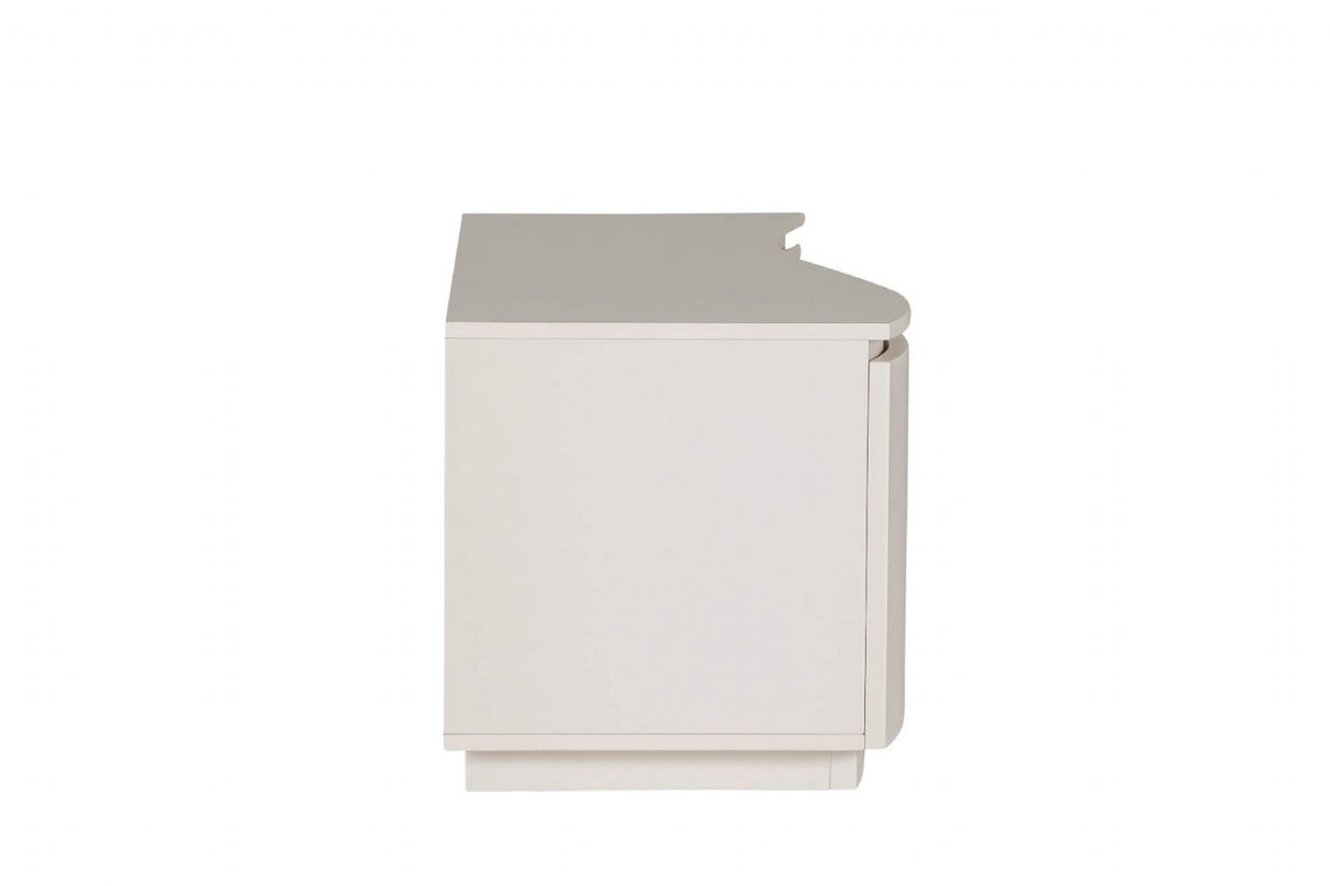 Greige Gloss Finish Wooden TV Media Cabinet with LED