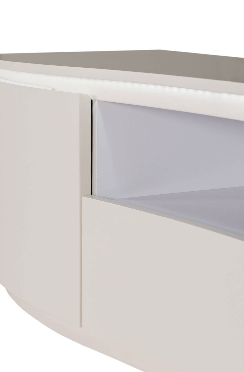 Greige Gloss Finish Wooden TV Media Cabinet with LED