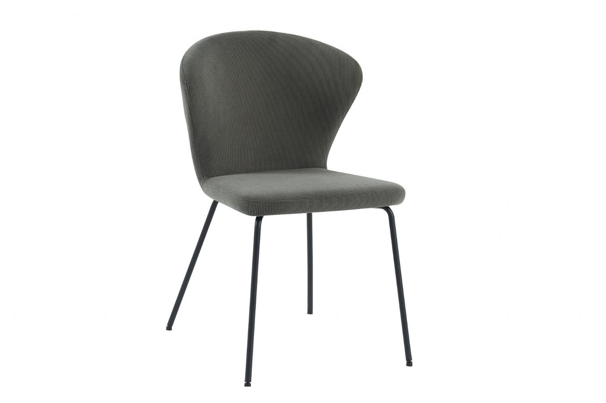 Dark Grey Fabric Curved Back Dining Chair