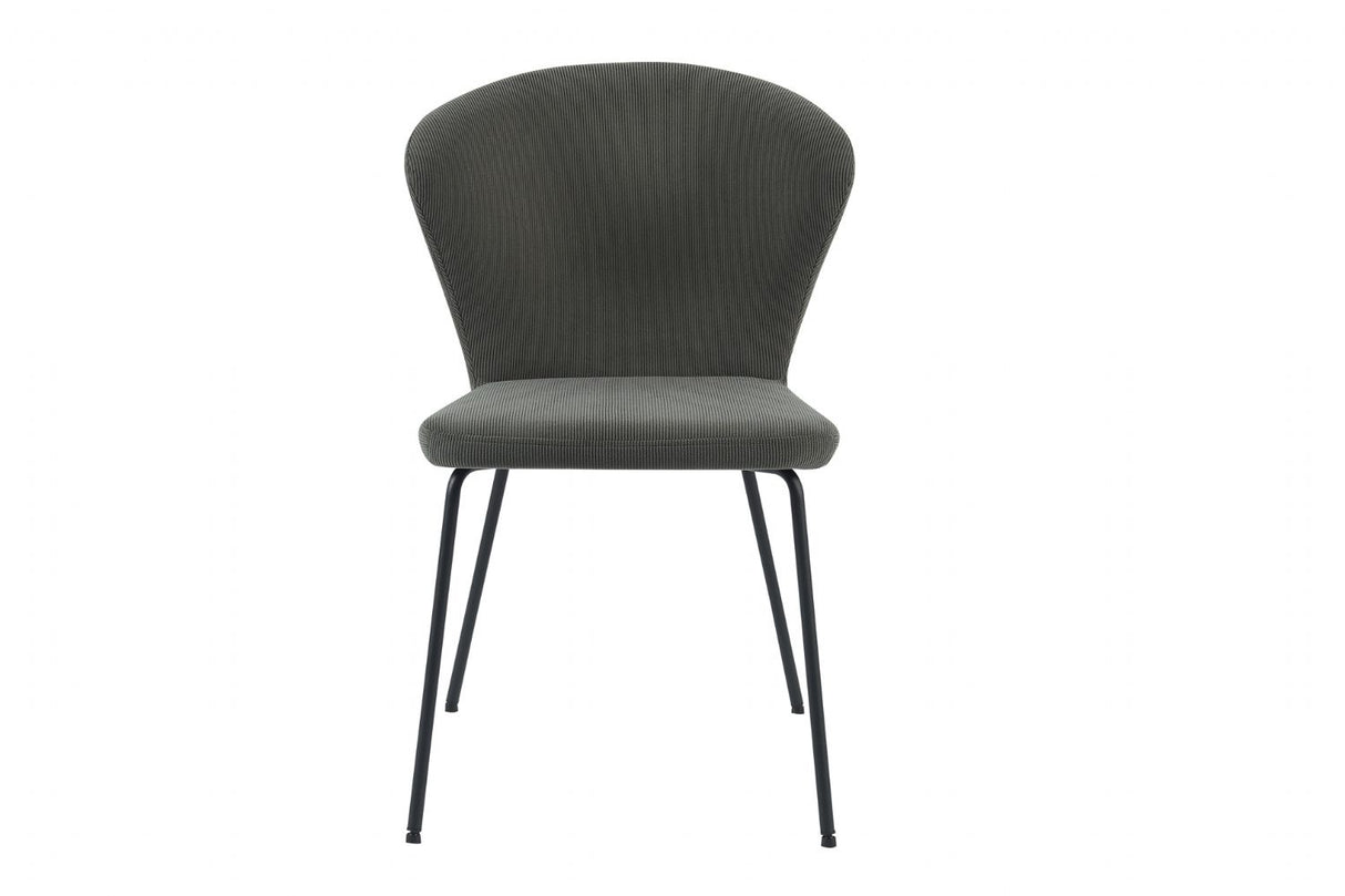 Dark Grey Fabric Curved Back Dining Chair