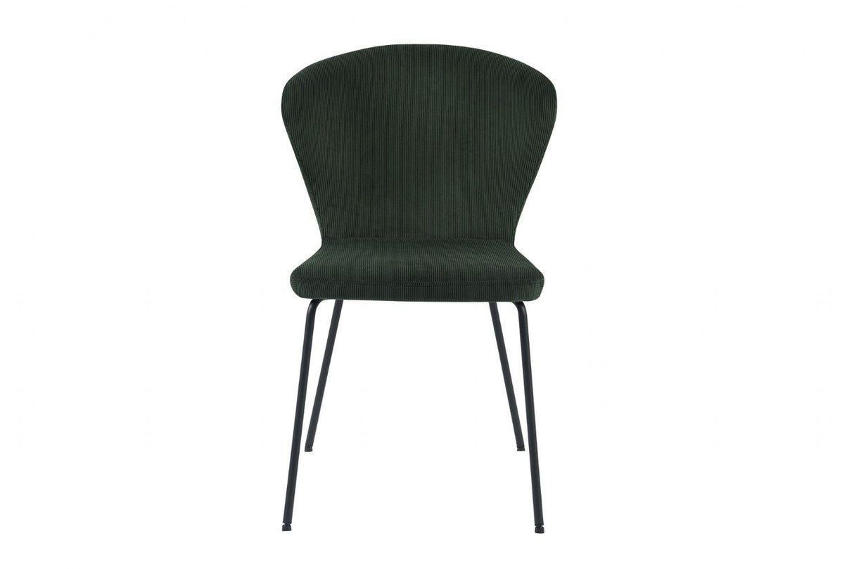 Green Fabric Curved Back Dining Chair with Metal Legs