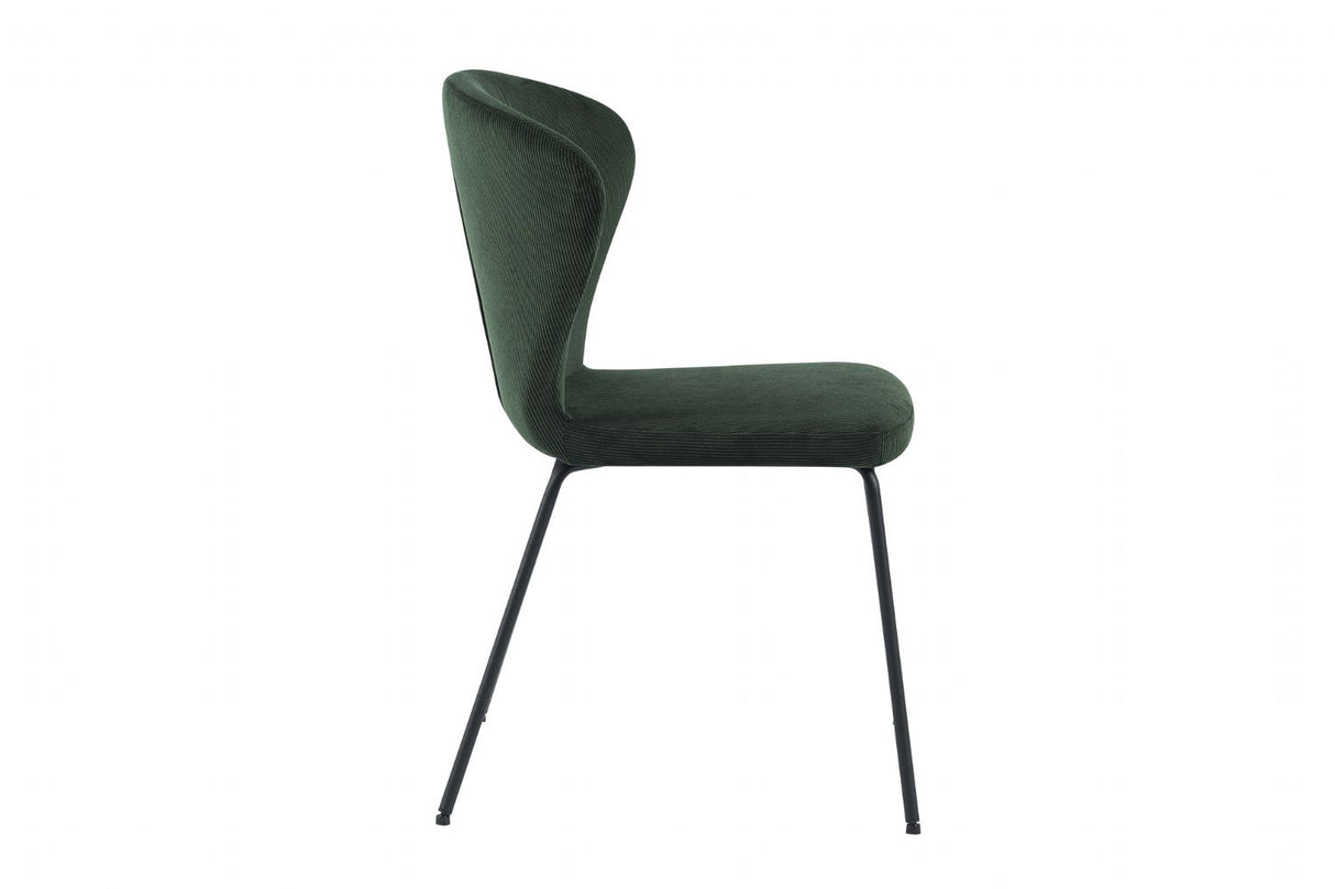 Green Fabric Curved Back Dining Chair with Metal Legs