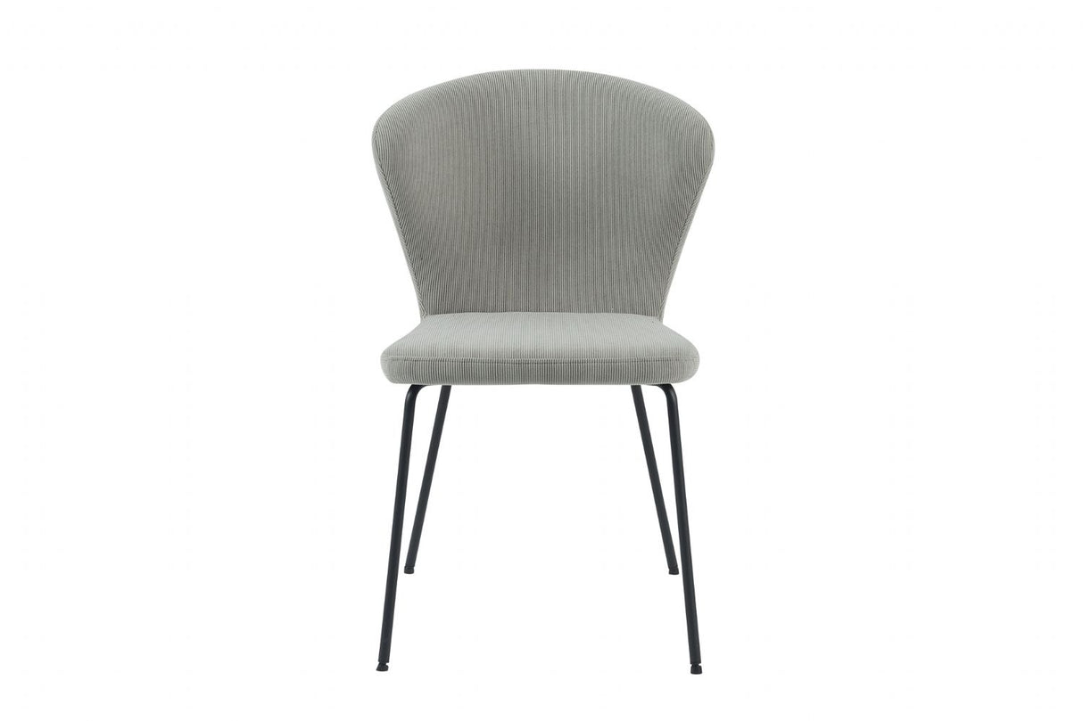 Stone Fabric Curved Back Dining Chair with Metal Legs