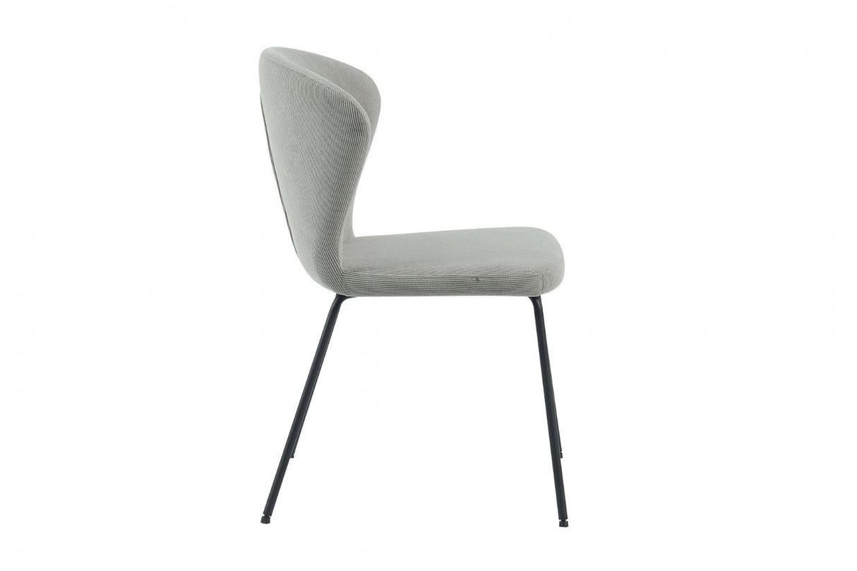 Stone Fabric Curved Back Dining Chair with Metal Legs