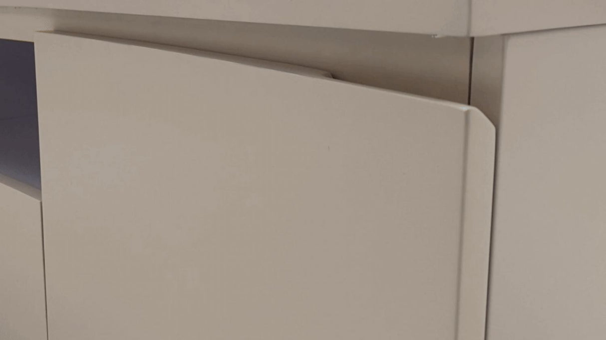 Greige Gloss Finish Wooden TV Media Cabinet with LED