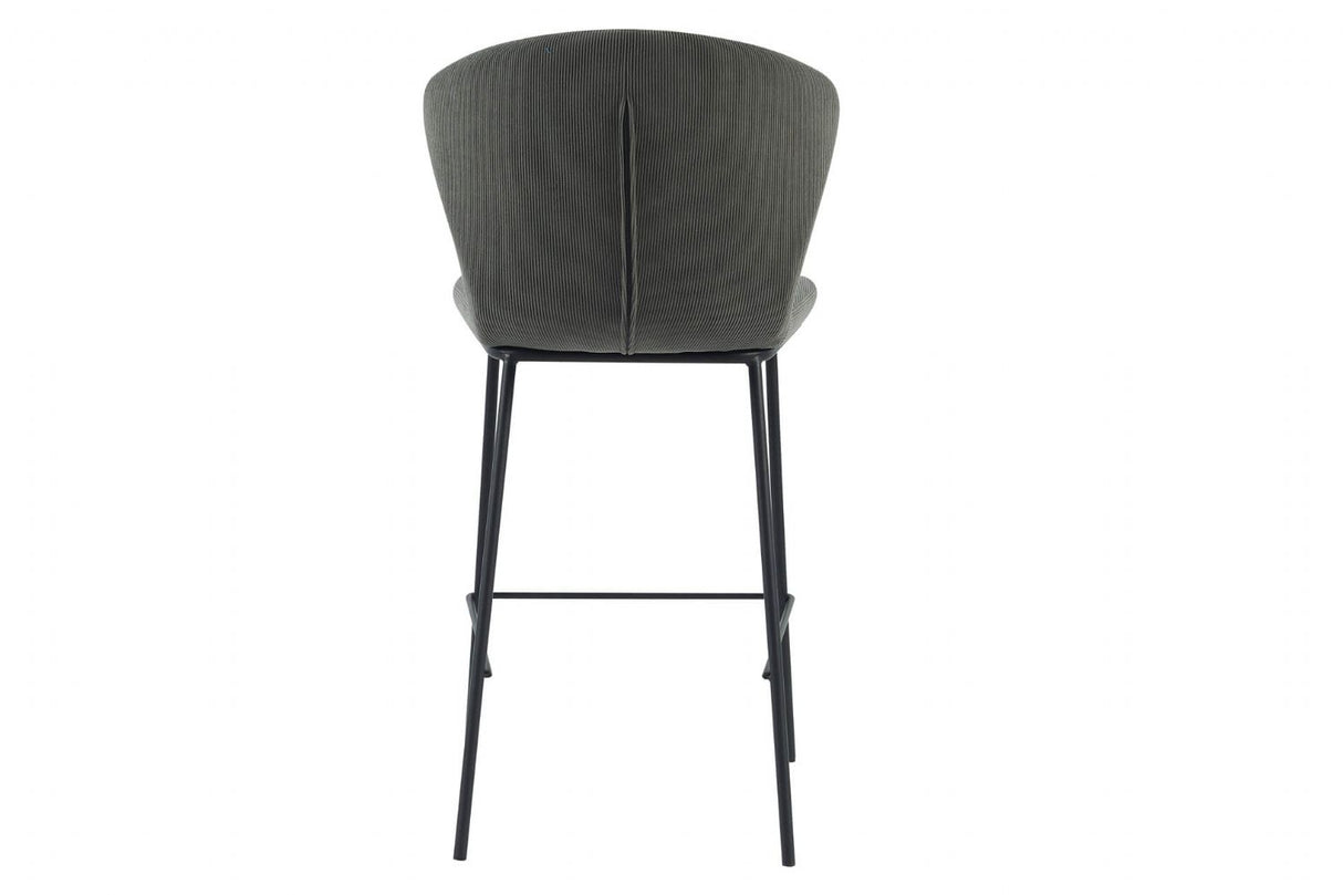 Dark Grey Fabric Curved Back Counter Bar Stool Metal Legs