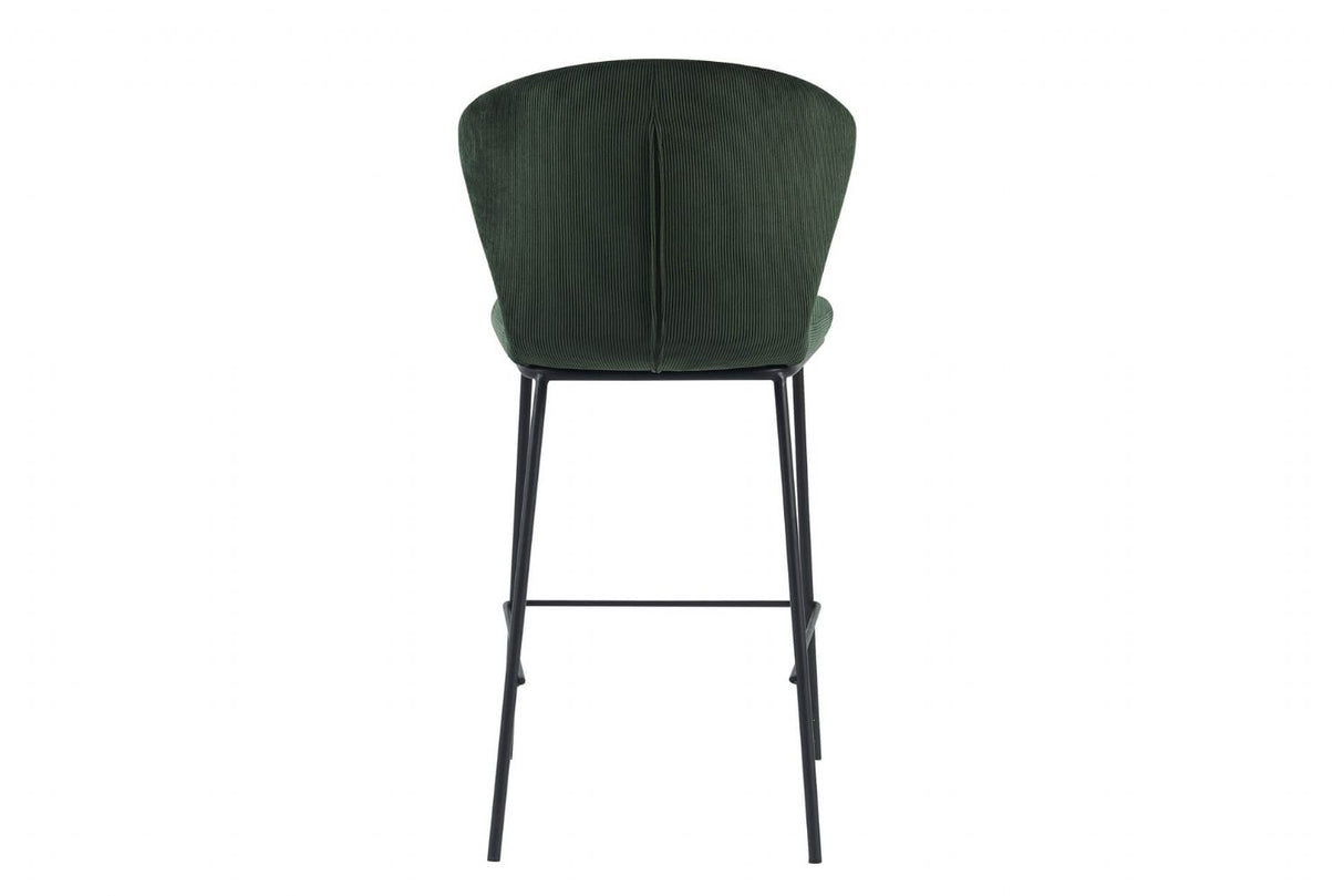 Green Fabric Curved Back Counter Bar Stool with Metal Legs