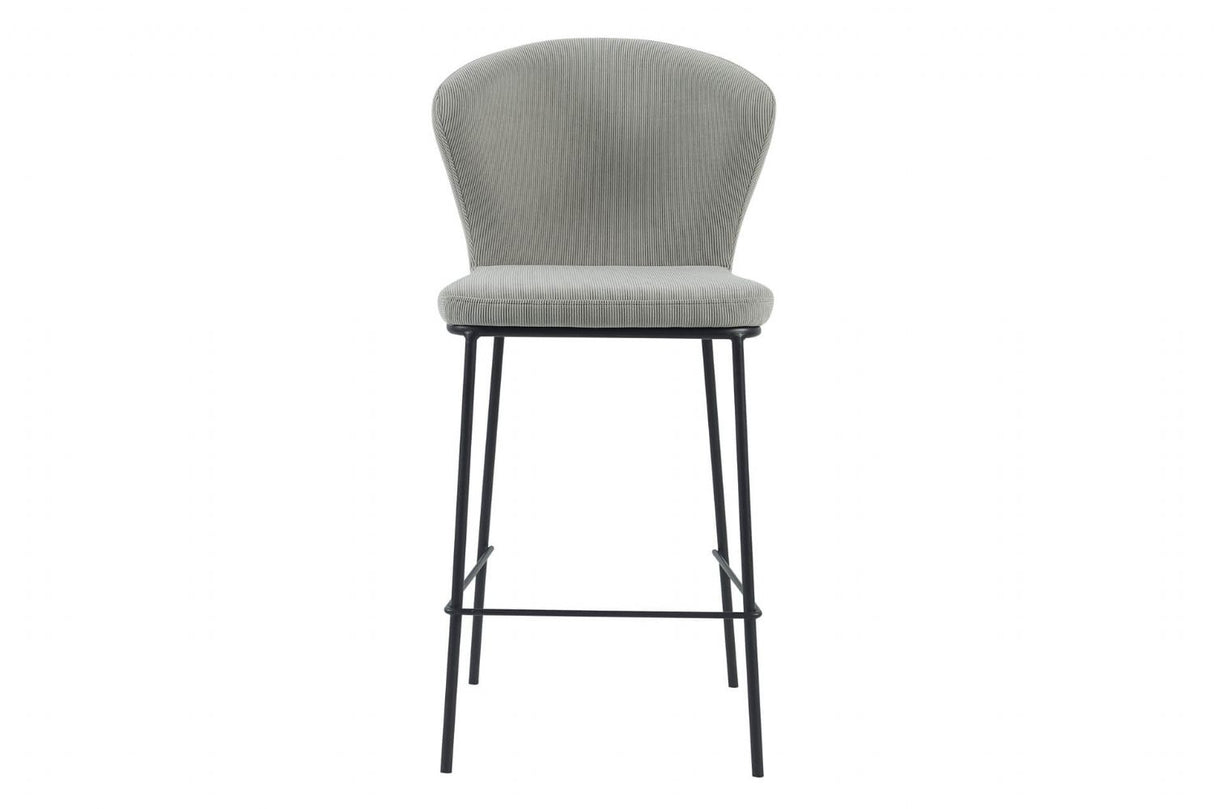 Stone Fabric Curved Back Counter Bar Stool with Metal Legs