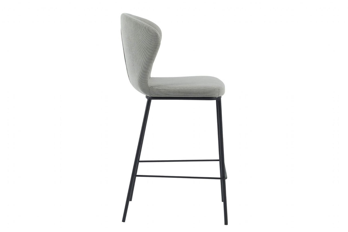Stone Fabric Curved Back Counter Bar Stool with Metal Legs