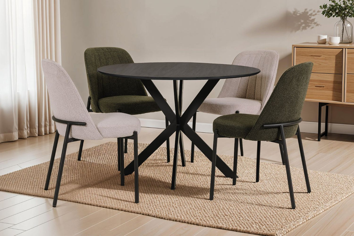 Smoke Melamine Top Round Crossleg Small Dining Table 110cm