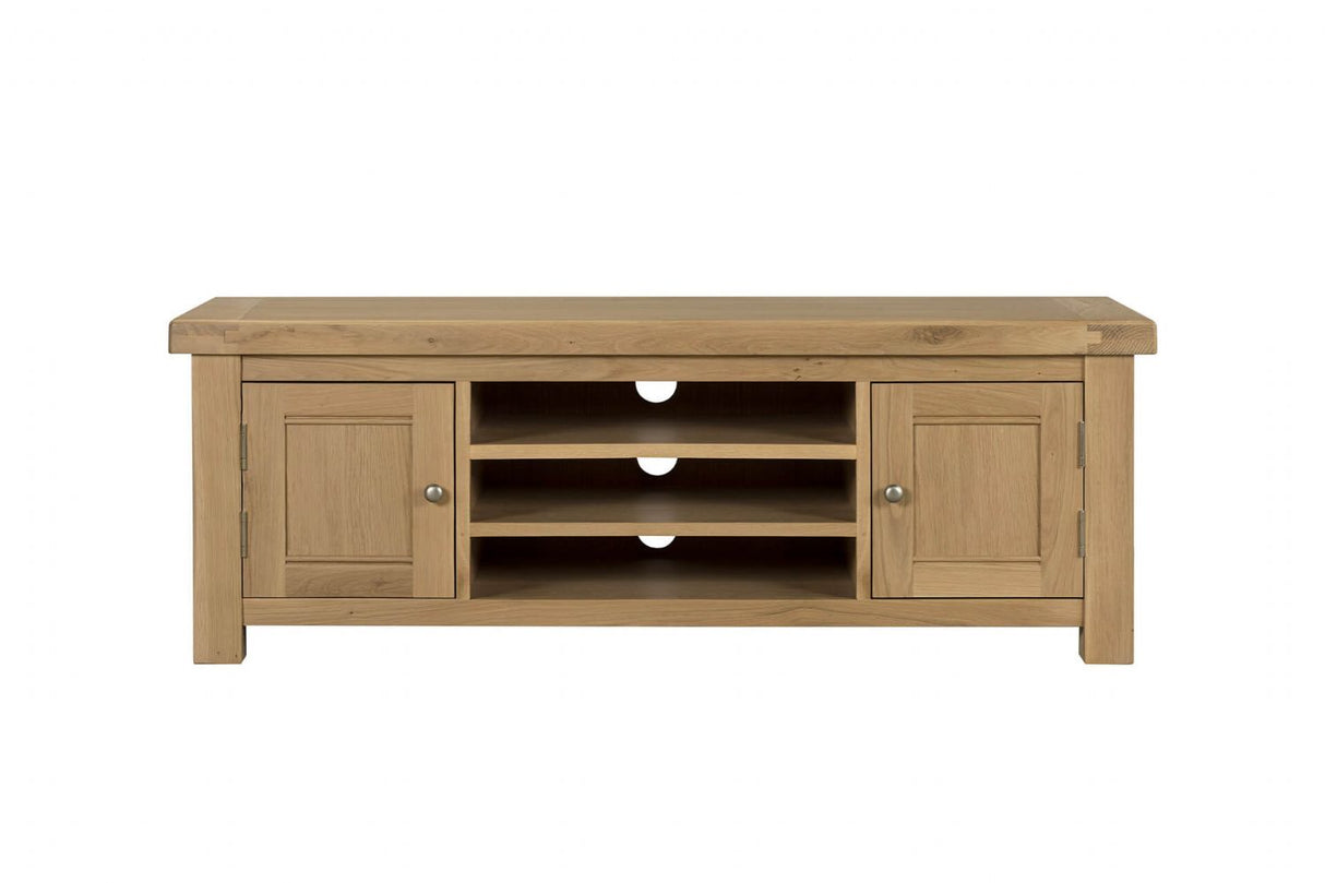 Natural Oak Large 2 Door TV Media Unit with Open Shelves