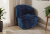 Blue Textured Fabric Swivel Accent Chair with Padded Seat