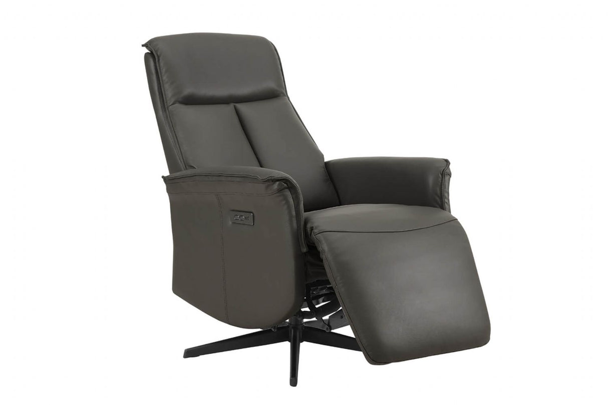 Ash Leather Electric Power Recliner Accent Chair
