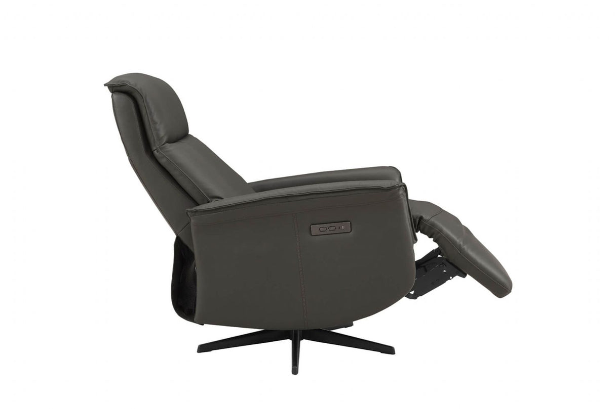Ash Leather Electric Power Recliner Accent Chair