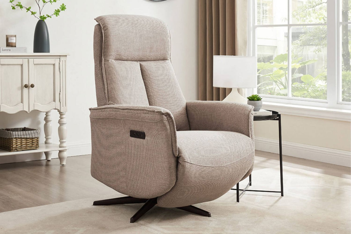 Mushroom Fabric Electric Power Reclining Accent Chair