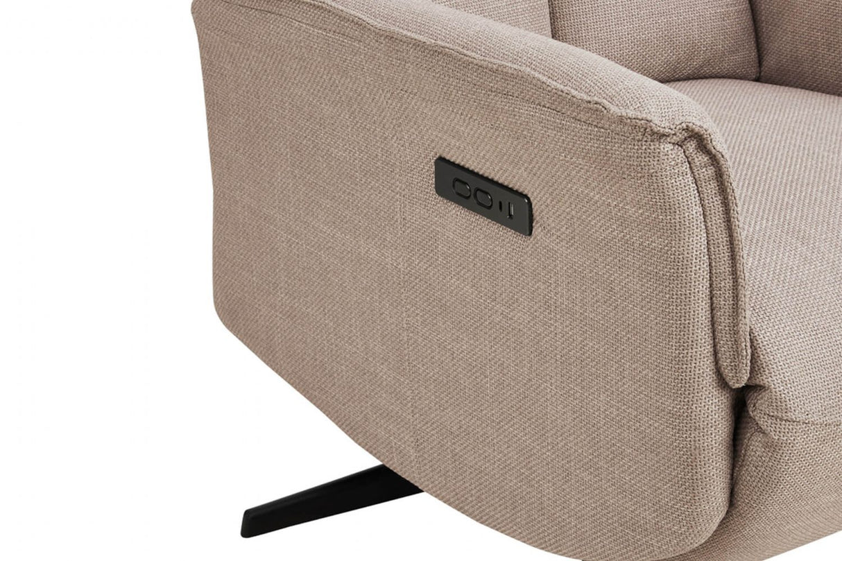 Mushroom Fabric Electric Power Reclining Accent Chair