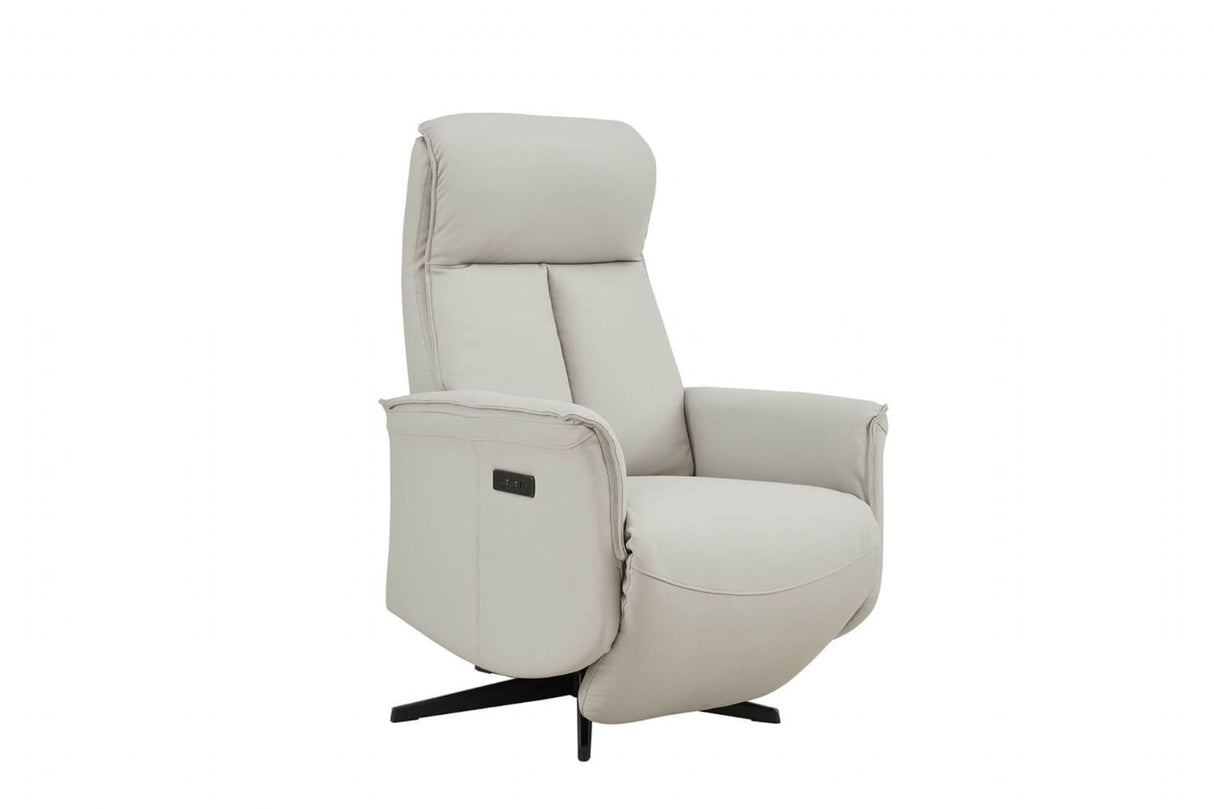 Stone Leather Electric Power Recliner Accent Chair