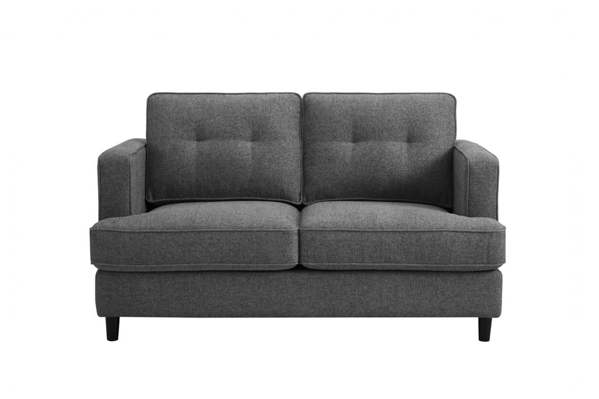 Grey Woven Fabric 2 Seater Standard Button Back Sofa