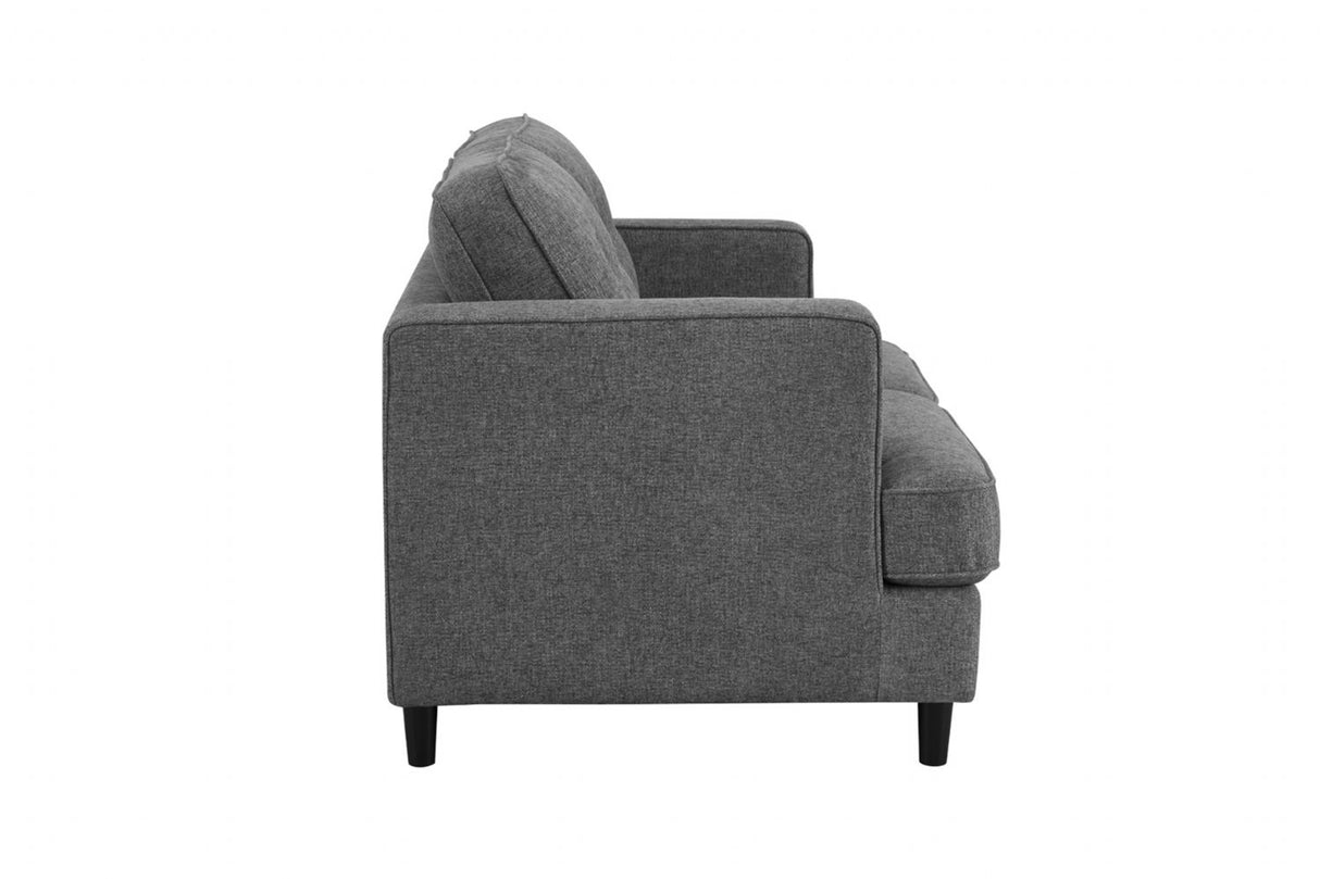 Grey Woven Fabric 2 Seater Standard Button Back Sofa