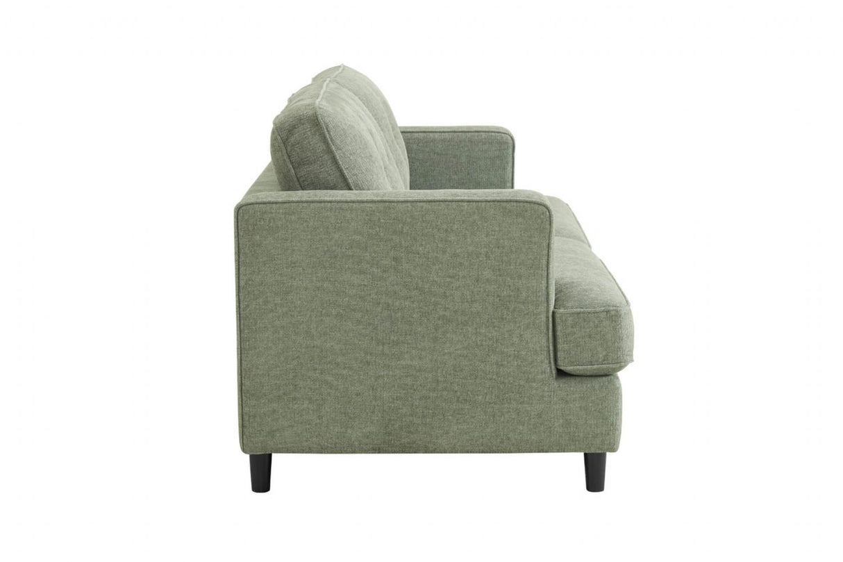 Sage Green Fabric 3 Seater Buttoned Standard Back Sofa