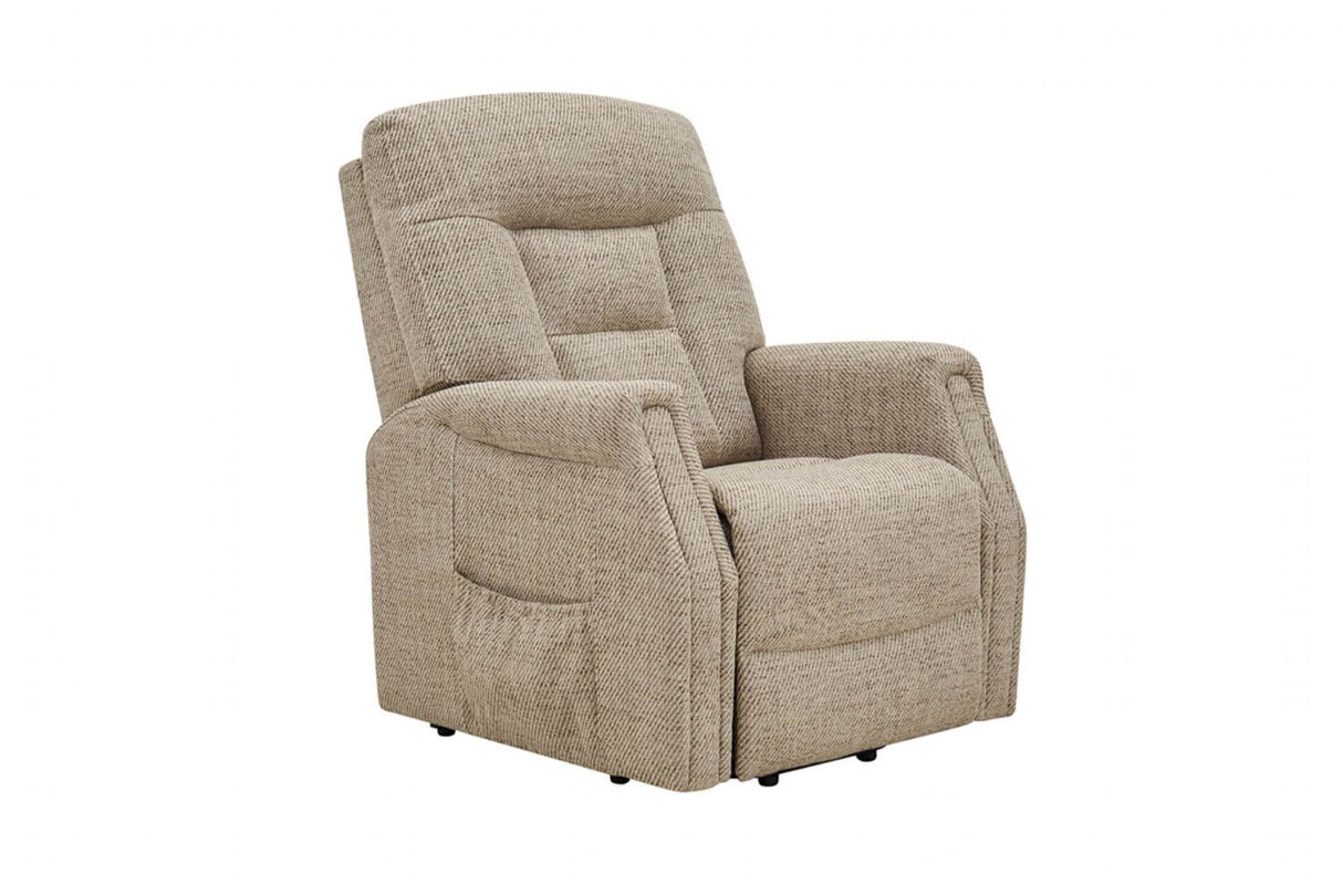 Oatmeal Fabric Electric Lift and Rise Armchair Recliner