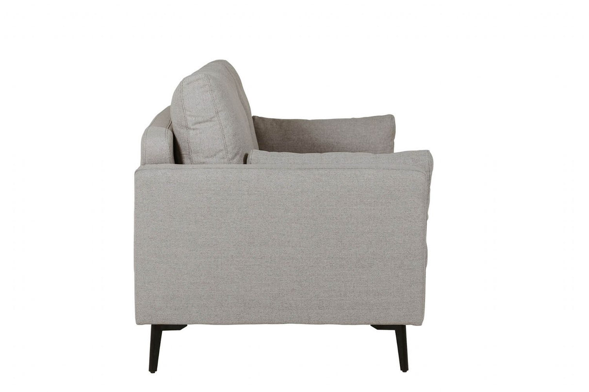 Grey Woven Fabric 2 Seater Sofa with Black Metal Legs