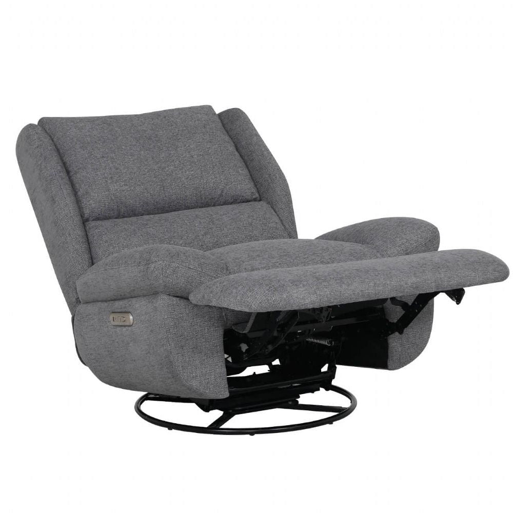 Grey Fabric Electric Reclining Swivel Glider Chair