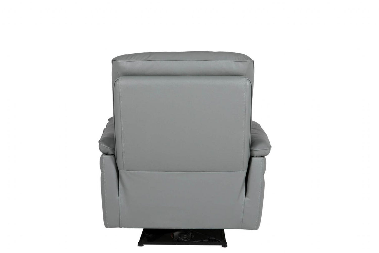 Steel Grey Leather 1 Seater Electric Recliner Armchair