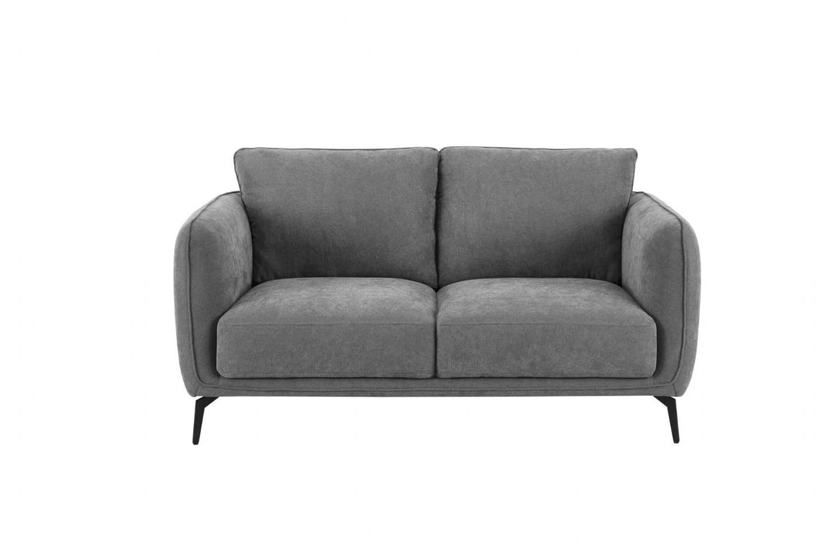 Grey Fabric 2 Seater Pillow Back Sofa Retro Legs