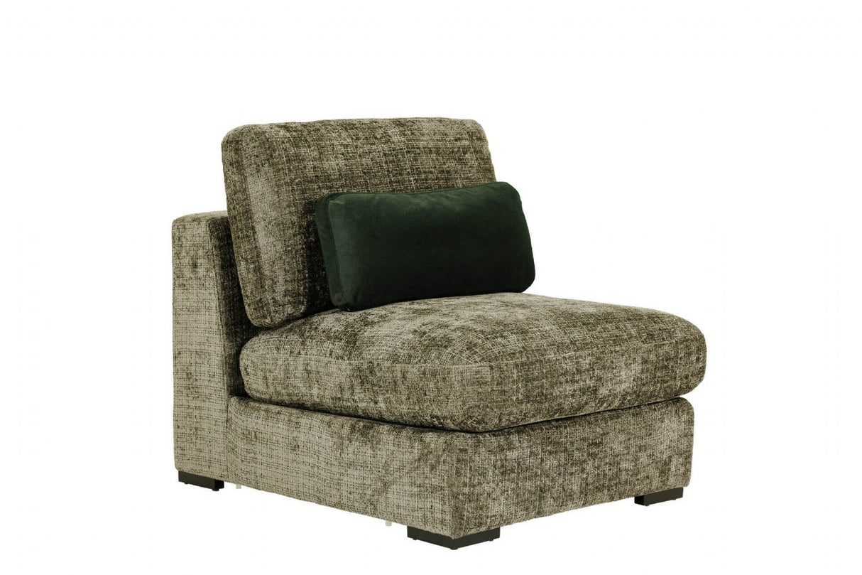Green Chenille Fabric Armless Sectional Unit