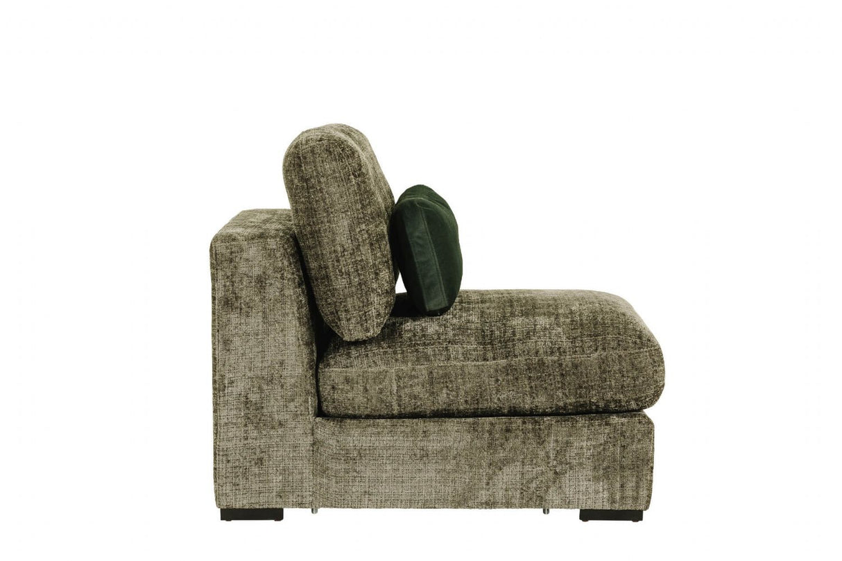 Green Chenille Fabric Armless Sectional Unit